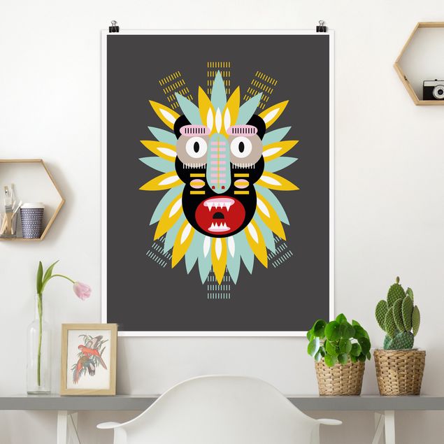 Poster Illustration Collage Ethno Maske - King Kong
