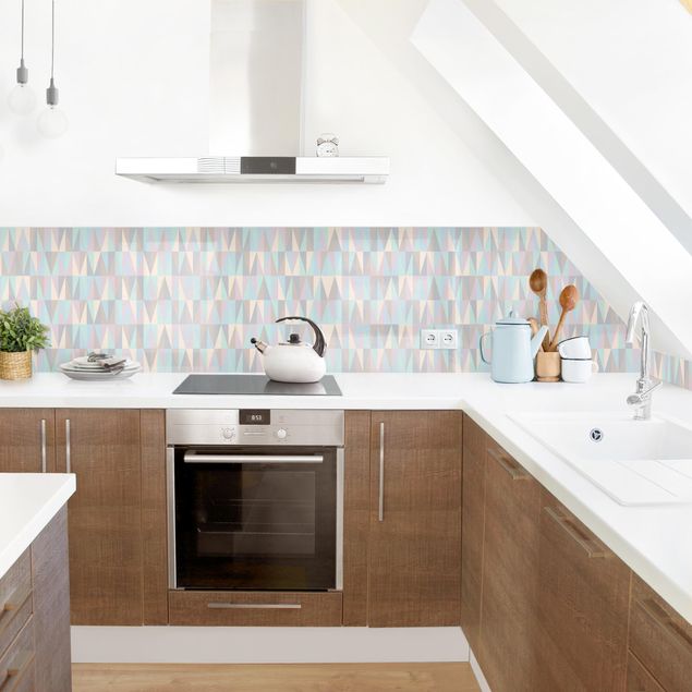 Küchenrückwand Muster Dreiecke in Pastellfarben II
