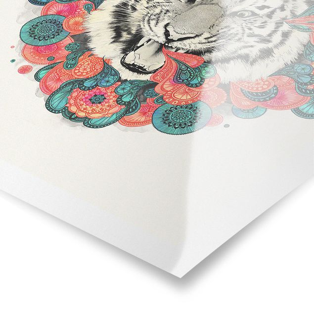 Poster - Illustration Tiger Zeichnung Mandala Paisley - Hochformat 4:3