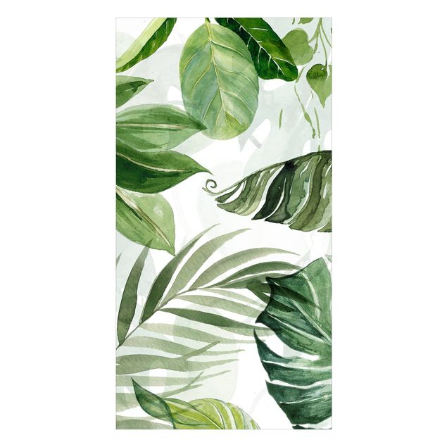 Duschrückwand - Aquarell Tropische Blätter und Ranken