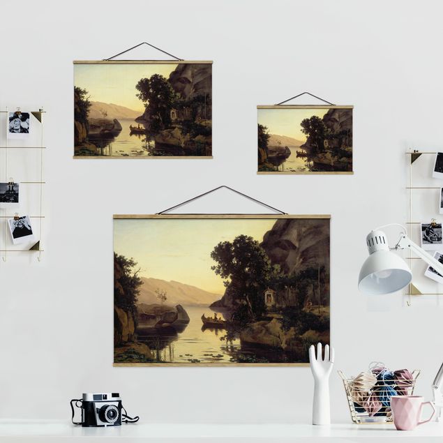 Stoffbild mit Posterleisten - Jean-Baptiste Camille Corot - Landschaft bei Riva - Querformat 3:2