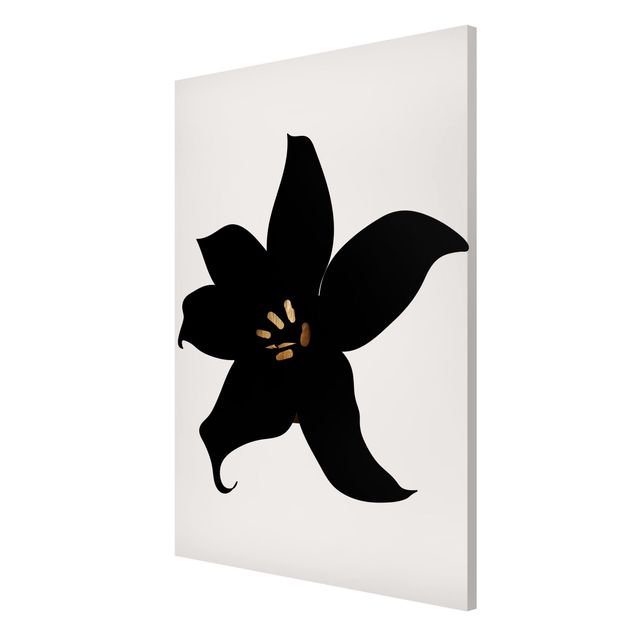 Magnettafel schwarz Grafische Pflanzenwelt - Orchidee Schwarz und Gold