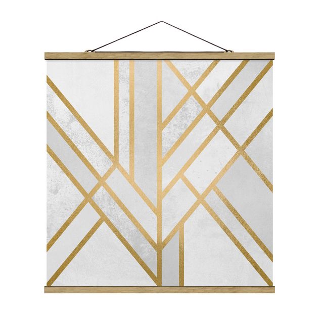 Bilder für die Wand Art Deco Geometrie Weiß Gold