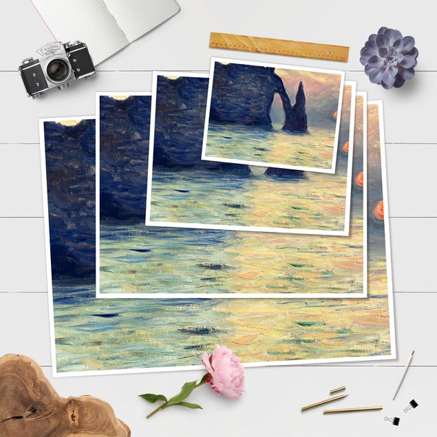 Kunstdrucke Claude Monet - Felsen Sonnenuntergang