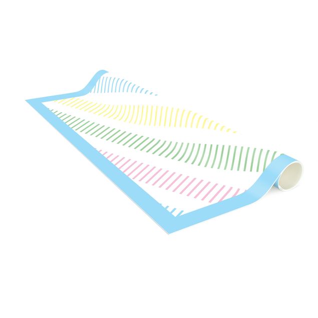 Moderne Teppiche Linienspuren in Pastell mit Rahmen