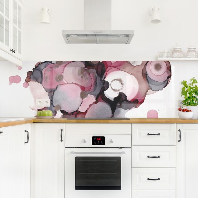 Küchenrückwand Muster Pink-Beige Tropfen mit Roségold