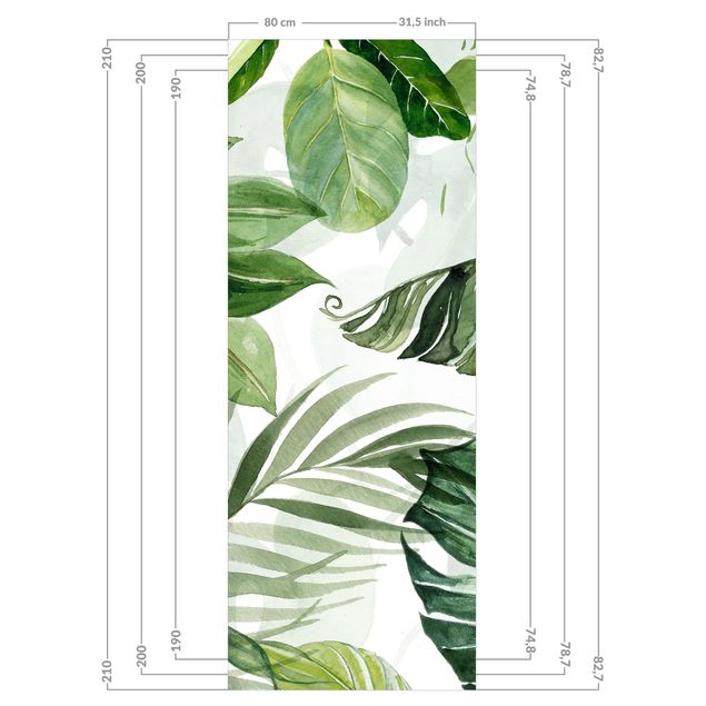 Duschrückwand - Aquarell Tropische Blätter und Ranken