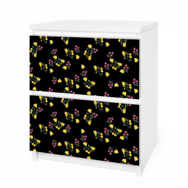 Möbelfolie für IKEA Malm Kommode - Selbstklebefolie Folie Mille fleurs Muster