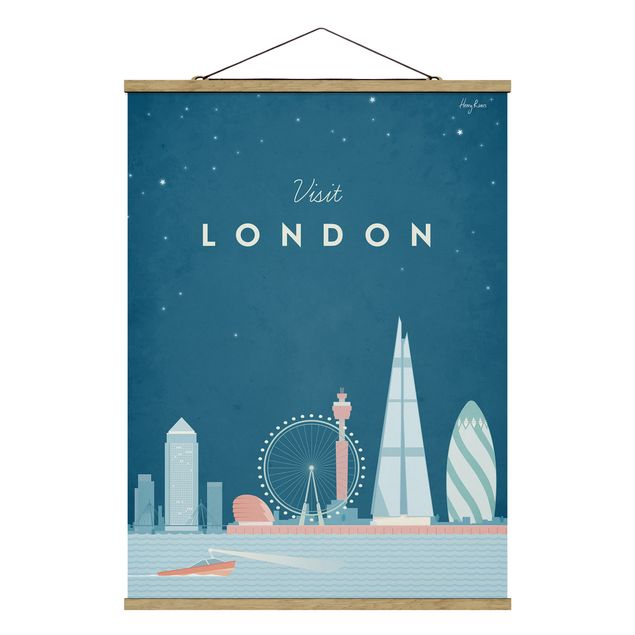 Stoffbild mit Posterleisten - Reiseposter - London - Hochformat 3:4