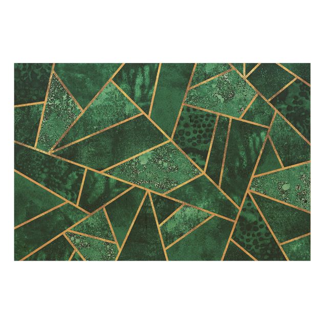 Holzbild - Dunkler Smaragd mit Gold - Querformat 2:3