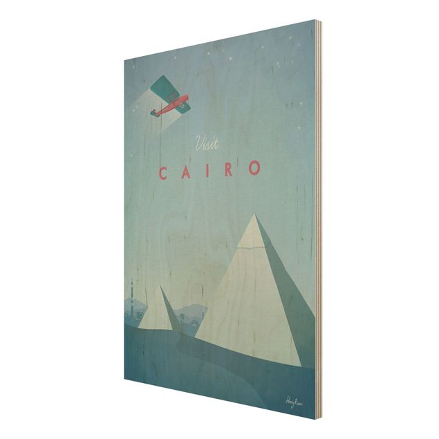 Holzbild Skyline Reiseposter - Cairo