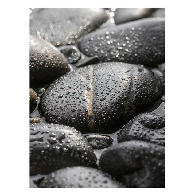 Magnettafel Steinoptik Schwarze Steine im Wasser