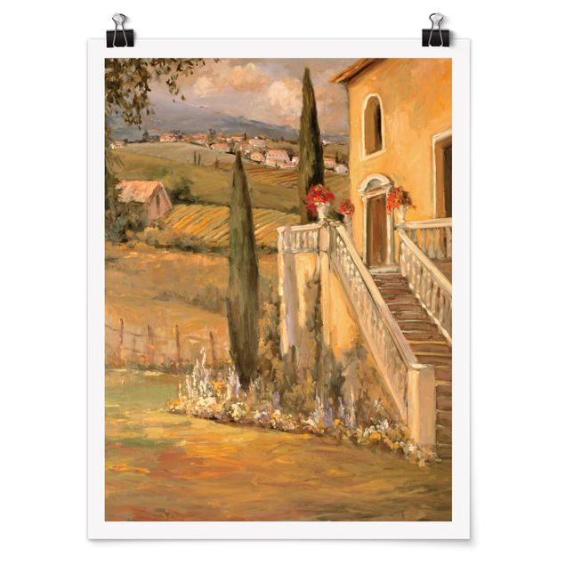 Poster Italienische Landschaft - Haustreppe