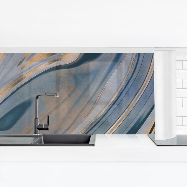 Küchenrückwand abstrakt Edelstein Saphir und Kupfer
