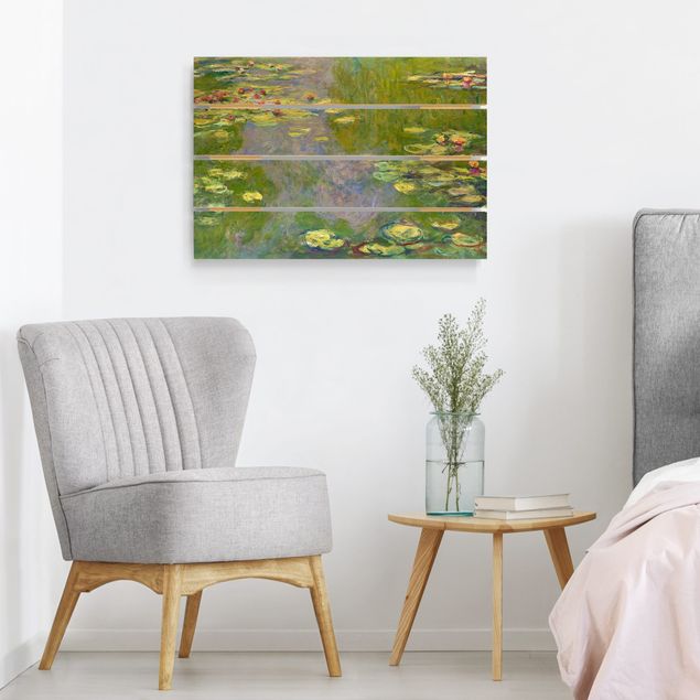 Holzbilder modern Claude Monet - Grüne Seerosen
