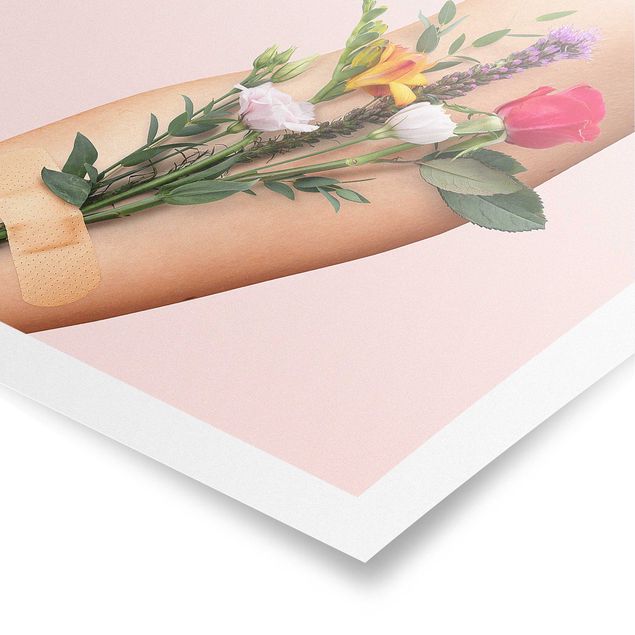Poster - Jonas Loose - Arm mit Blumen - Quadrat 1:1
