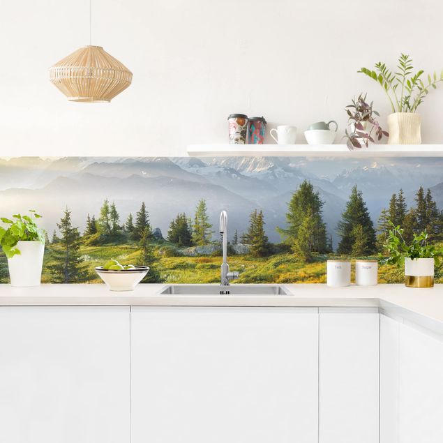 Küchenrückwand Folie Wald Émosson Wallis Schweiz