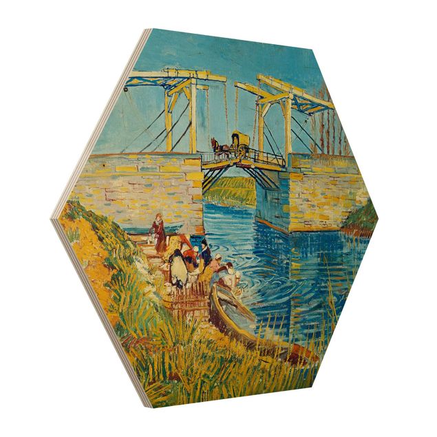Moderne Holzbilder Vincent van Gogh - Zugbrücke in Arles