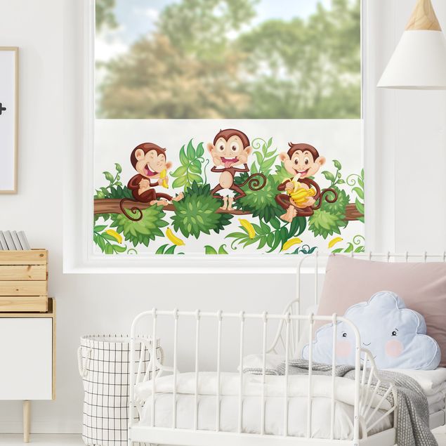 Fenstertattoo grün Affenfamilie