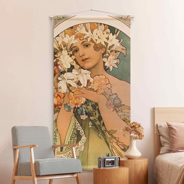 Wandbehang Vintage Alfons Mucha - Blume