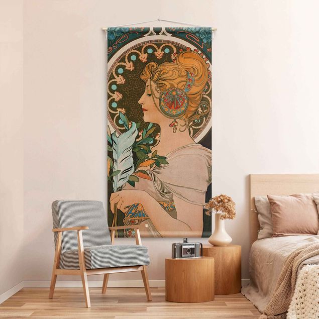 Wandbehang modern Alfons Mucha - Die Feder