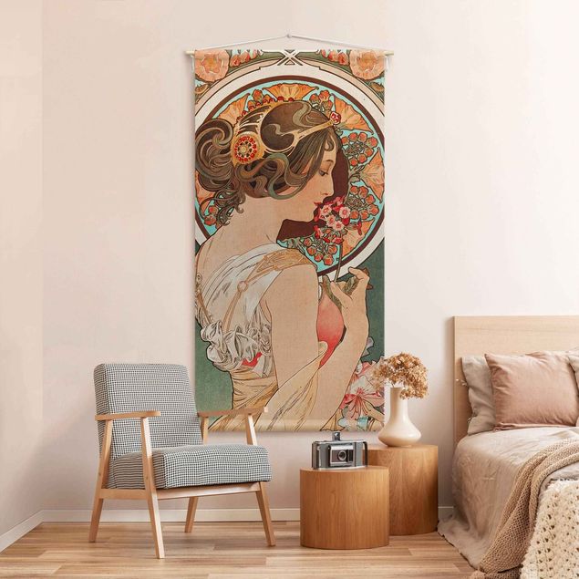 Moderne Wandteppiche Alfons Mucha - Schlüsselblume