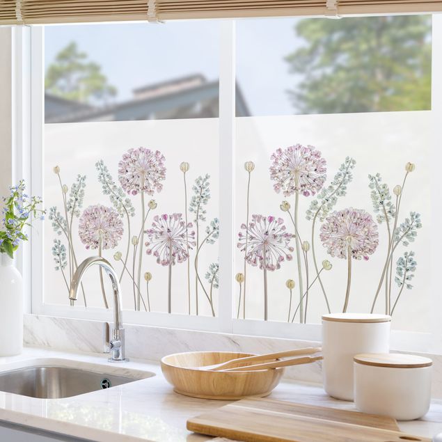 Fensterfolie Farbig Allium Illustration