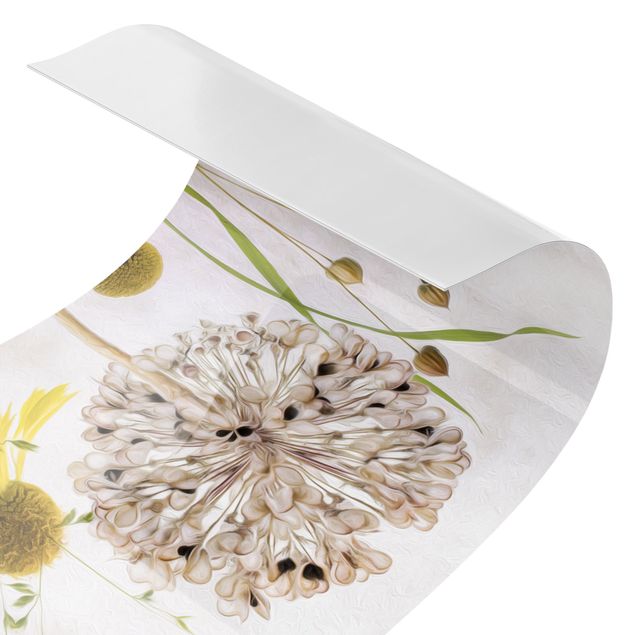 Spritzschutz Küche Allium und Helenium Illustration