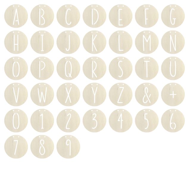 Wanddeko Holzbuchstabe in Größe M & L - Alphabet Kreis