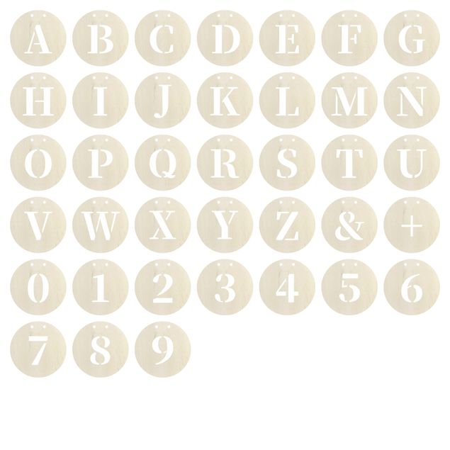 Wanddeko Holzbuchstabe in Größe M & L - Alphabet Kreis Serifen