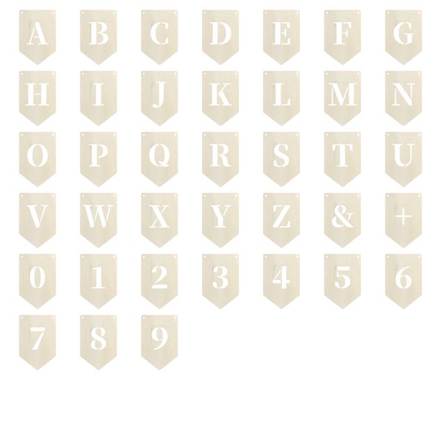 Wanddeko Holzbuchstabe in Größe M - Alphabet Wimpelkette Serifen