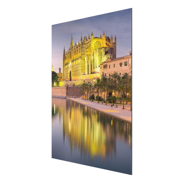 Alu-Dibond Bild - Catedral de Mallorca Wasserspiegelung