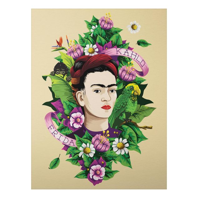 Bilder für die Wand Frida Kahlo - Frida, Äffchen und Papagei