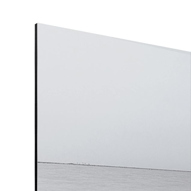 Aluminium Print - Hölzerner Pier und Schwarz-weiß - Panorama