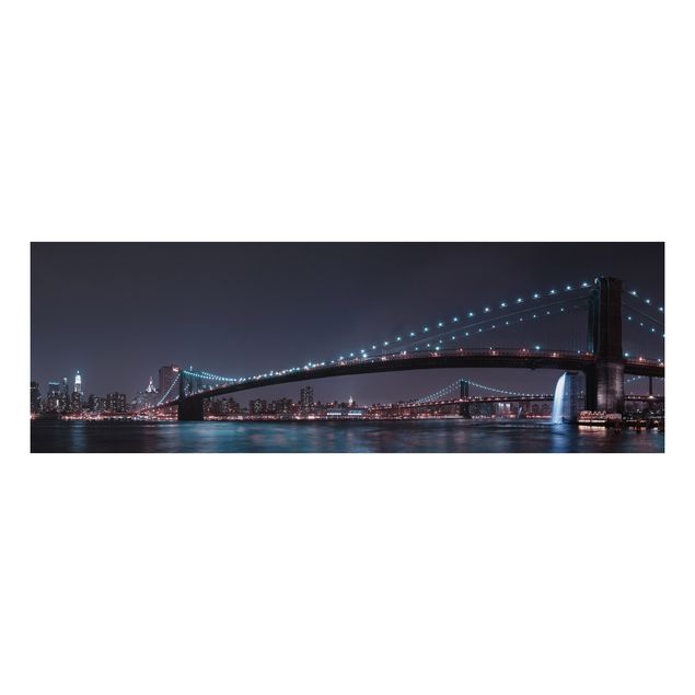 Alu Dibond Druck Manhattan Skyline und Brooklyn Bridge