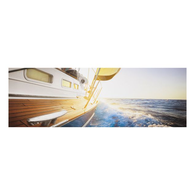 Alu Dibond Bilder Segelboot auf blauem Meer bei Sonnenschein