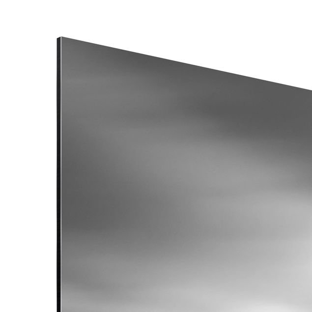 Aluminium Print - Sonnenuntergang am See schwarz-weiß - Querformat 2:3