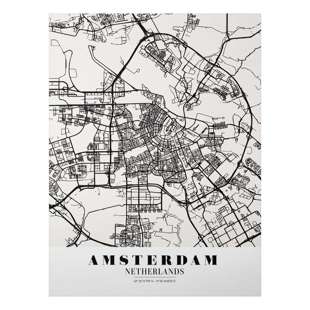 Foto auf Alu Dibond Stadtplan Amsterdam - Klassik