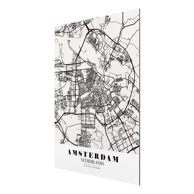 Alu-Dibond Bild - Stadtplan Amsterdam - Klassik