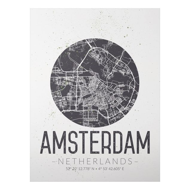 Foto auf Alu Dibond Stadtplan Amsterdam - Retro