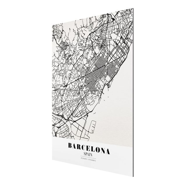 Alu-Dibond Bild - Stadtplan Barcelona - Klassik