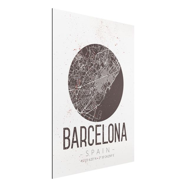 Wandbilder Stadtplan Barcelona - Retro