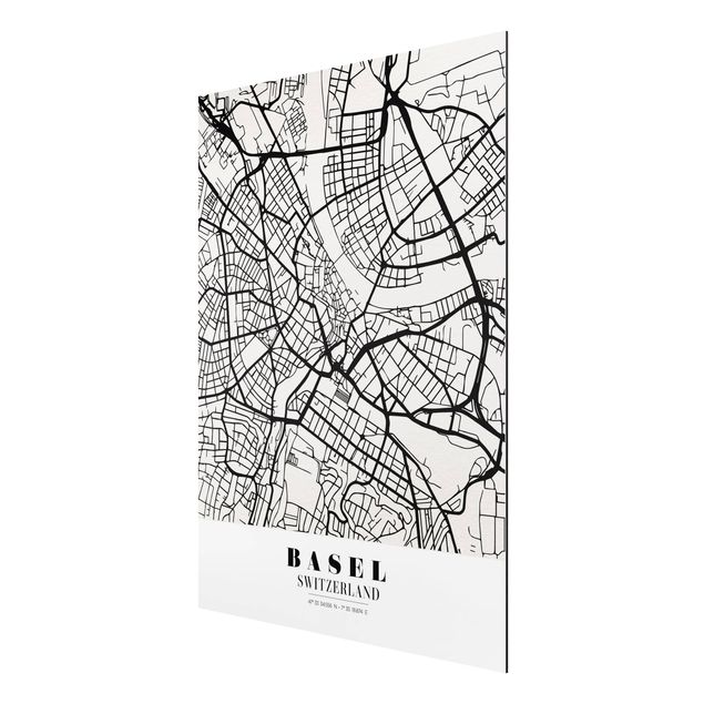 Alu-Dibond Bild - Stadtplan Basel - Klassik