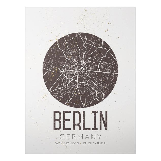Foto auf Alu Dibond Stadtplan Berlin - Retro