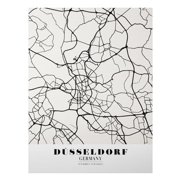 Alu Dibond Druck Stadtplan Düsseldorf - Klassik