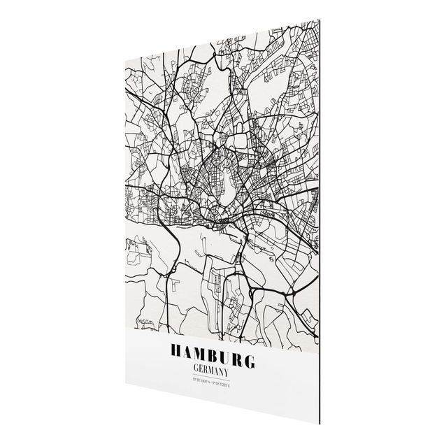 Alu-Dibond Bild - Stadtplan Hamburg - Klassik