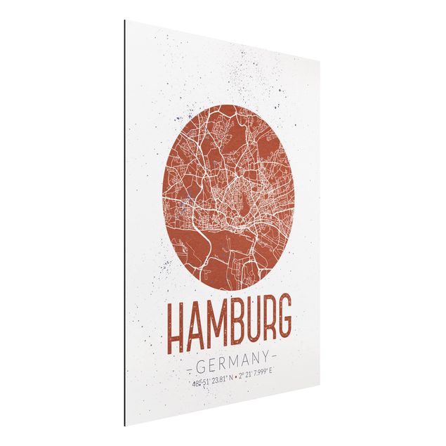 Schöne Wandbilder Stadtplan Hamburg - Retro