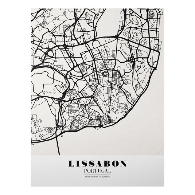 Foto auf Alu Dibond Stadtplan Lissabon - Klassik