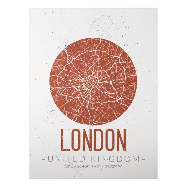 Alu Dibond Druck Stadtplan London - Retro