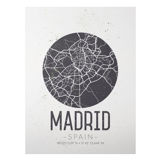 Alu Dibond Bilder Stadtplan Madrid - Retro